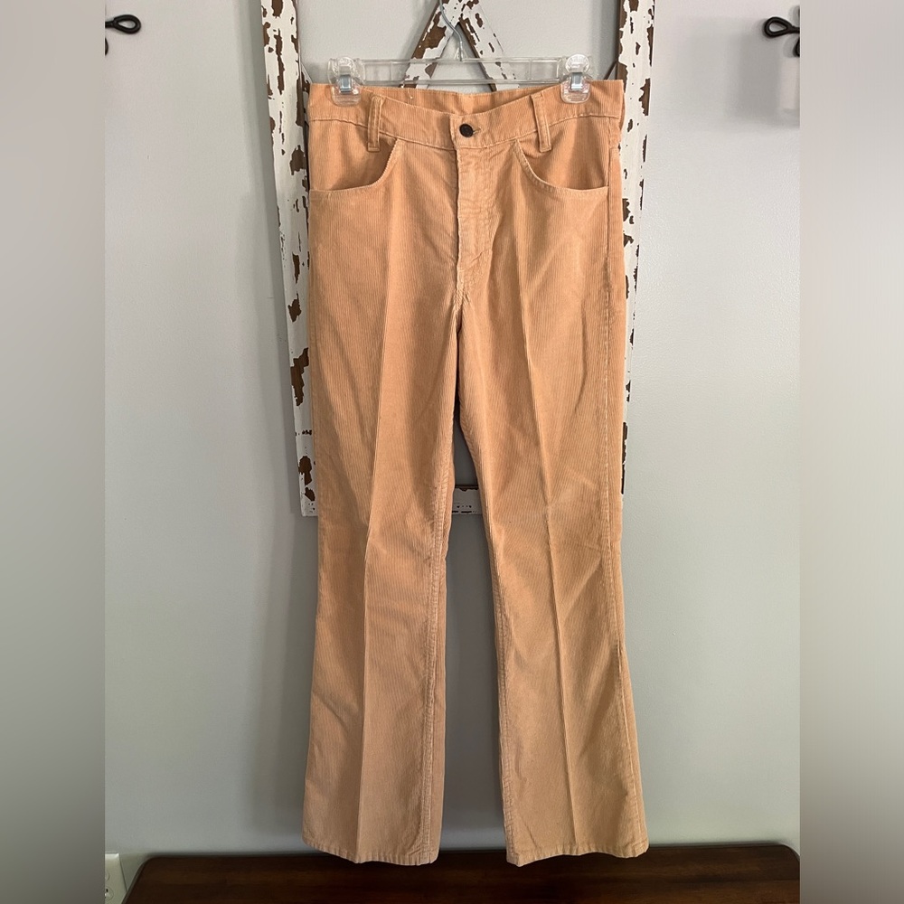 1970s Vintage Levis 746 Corduroy Flare Pants Talon Zipper Peach Color EUC